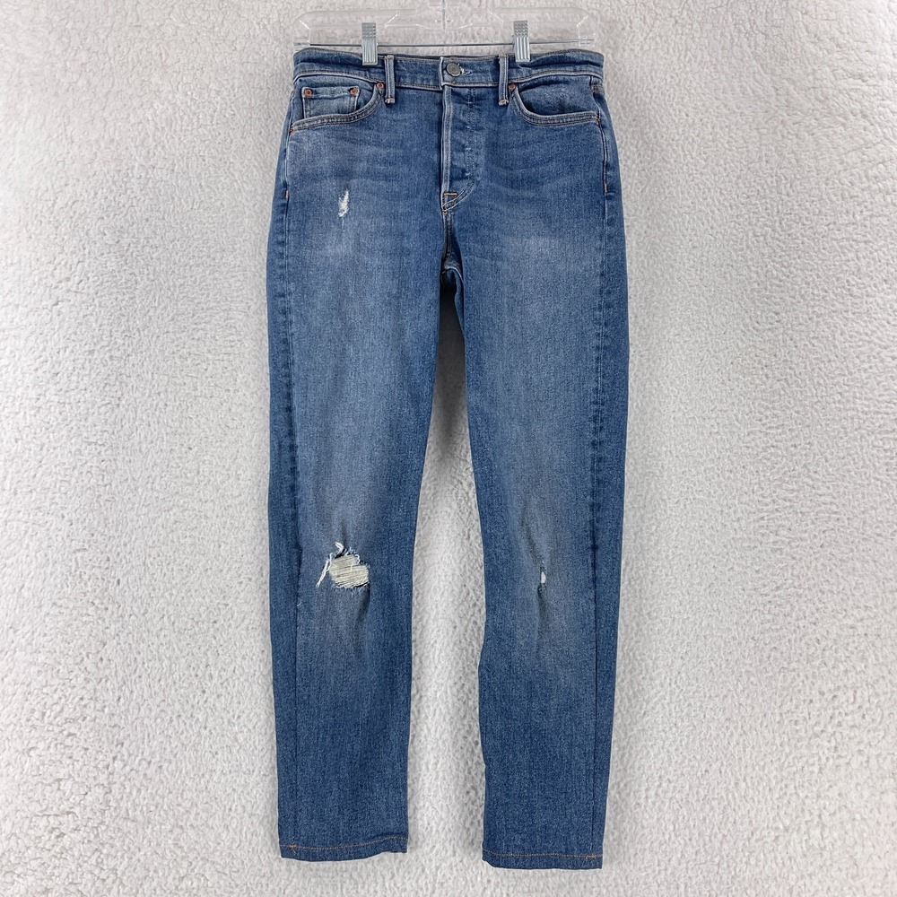GRLFRND Karolina Jeans‎ Womens Size 26 Blue Denim Distressed Mid-Rise Skinny Leg